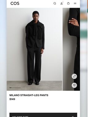 COS Black Straight-Leg Milano Pants